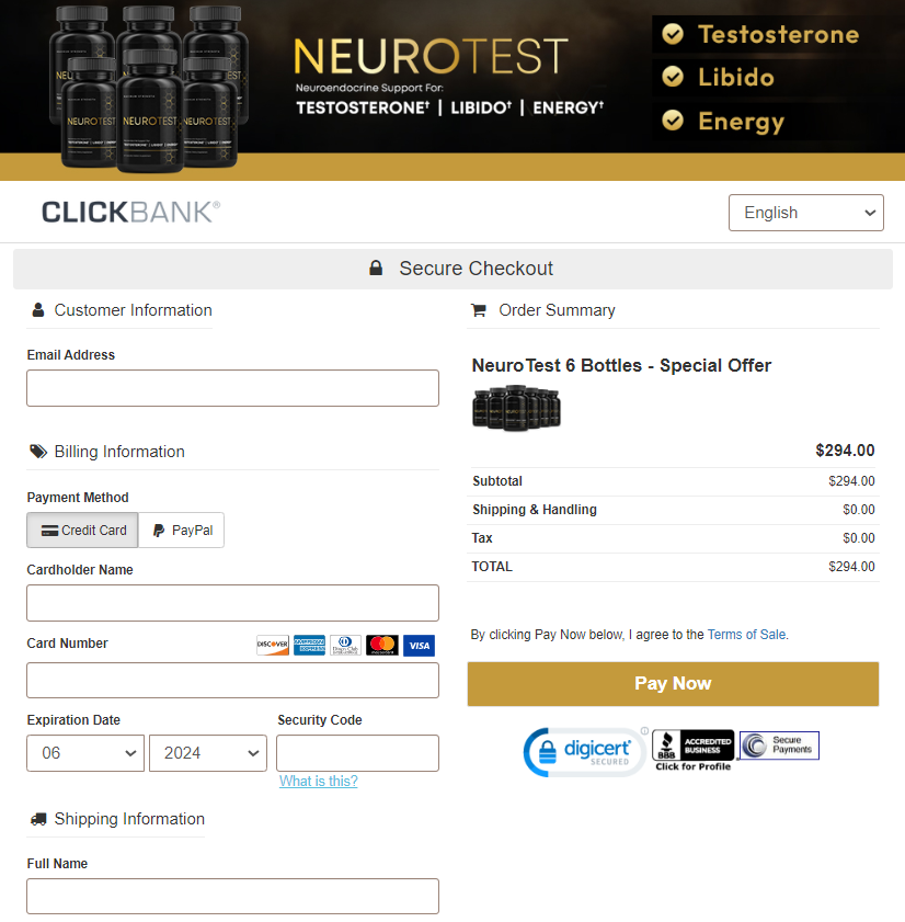 NeuroTest Order Page